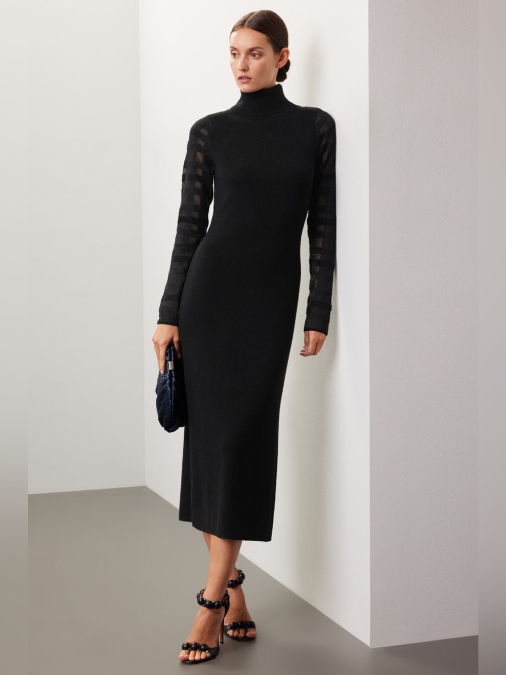 ESTEBAN CORTAZAR COLLECTIVE WOOL ELEVATED DESIGNER LUXURY TURTLENECK DRESS SZ M